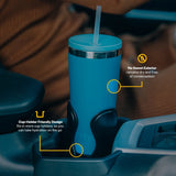 28 Oz Ceramic Lined Everyday Tumbler, Spill-Resistant Straw Lid, Beach