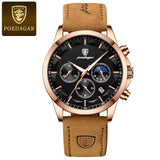 Fashion Original Men'S Watches Leather Date Chronograph Quartz Watch for Man Waterproof Luminous Casual New Trend Watch