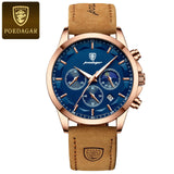 Fashion Original Men'S Watches Leather Date Chronograph Quartz Watch for Man Waterproof Luminous Casual New Trend Watch