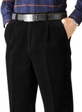 Men'S Corduroy Pants Casual Pleated Front Straight Leg Loose Fit Cord Pants Trouser