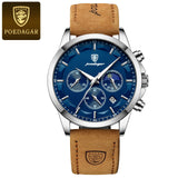 Fashion Original Men'S Watches Leather Date Chronograph Quartz Watch for Man Waterproof Luminous Casual New Trend Watch