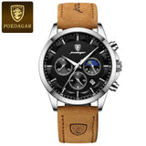 Fashion Original Men'S Watches Leather Date Chronograph Quartz Watch for Man Waterproof Luminous Casual New Trend Watch
