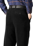 Men'S Corduroy Pants Casual Pleated Front Straight Leg Loose Fit Cord Pants Trouser