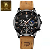 Fashion Original Men'S Watches Leather Date Chronograph Quartz Watch for Man Waterproof Luminous Casual New Trend Watch